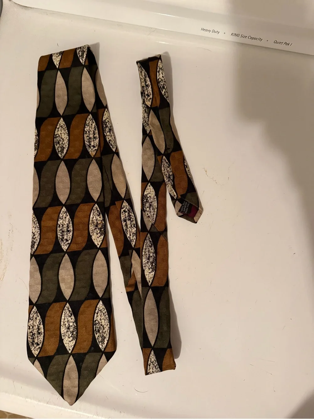 AND Multicolor Geometric Dress Tie in Olive, Brown, Black